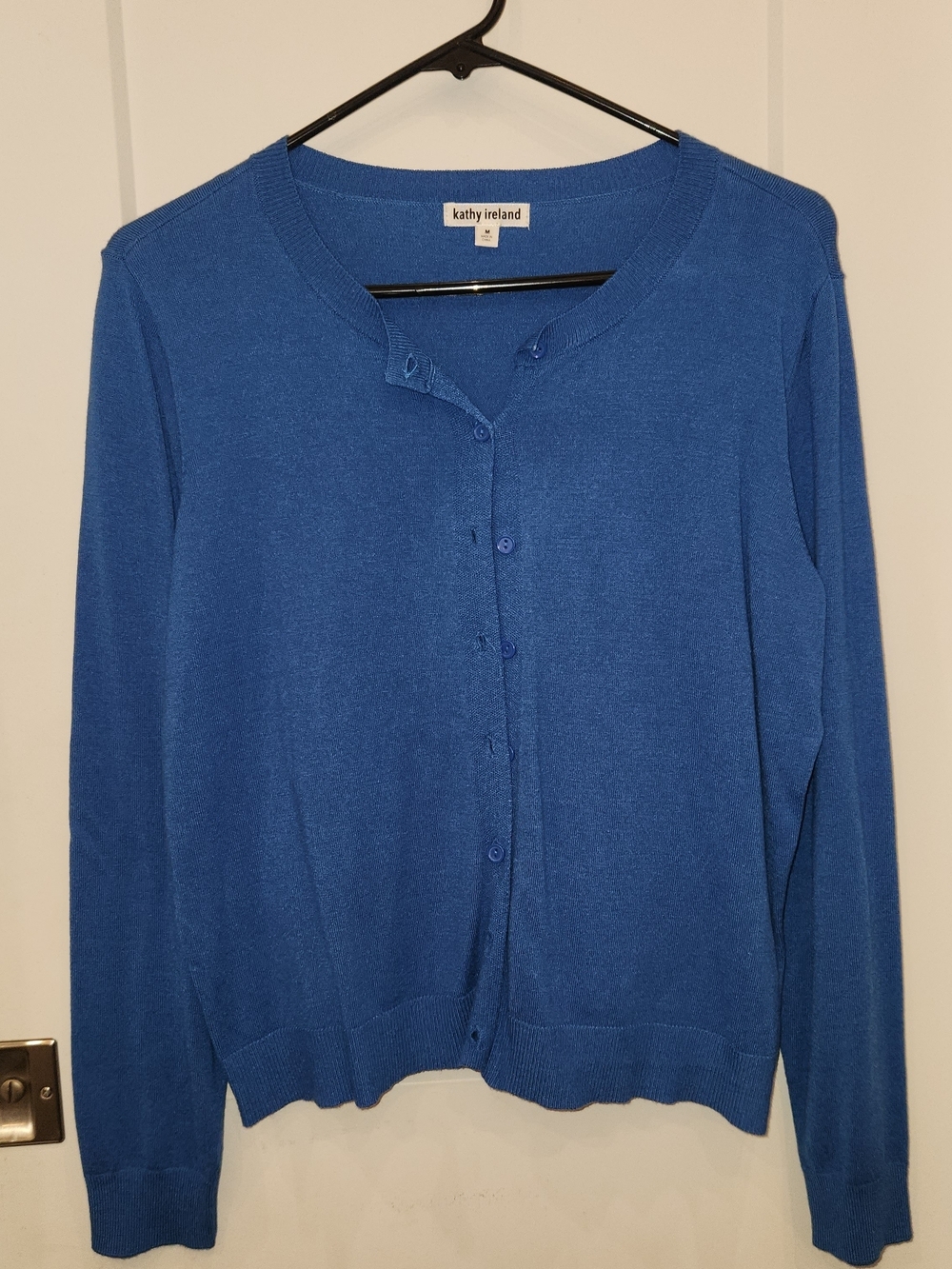 kathy ireland Blue Classic Button-Up Women's Sweater